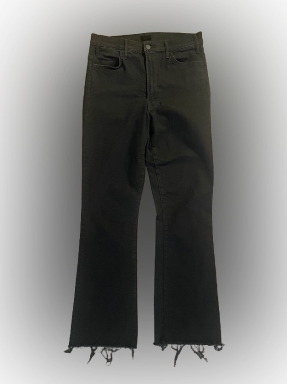 MOTHER Jeans Size 30 The Hustler Ankle Fray Black Denim Distressed Hem USA